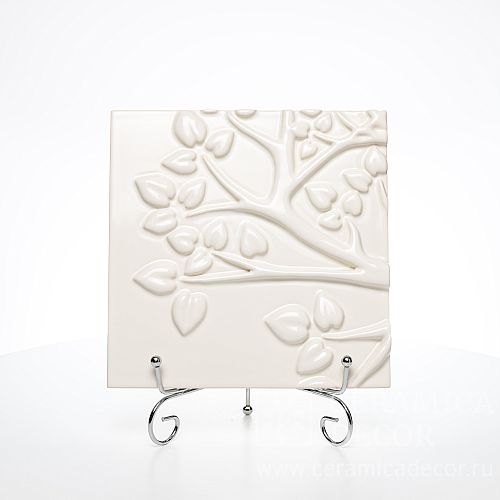 Изразец с лепным рельефом из панно Дерево (4-9) Тюльпан. Артикул: 77863/51201. Фото: 1200x1200