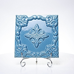 Изразец с лепным рельефом Элеганс в синем цвете