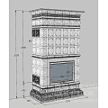 Изразцовая печь камин для дачи и дома Дорф. Цвет глазури: Серый графит. Фото №2