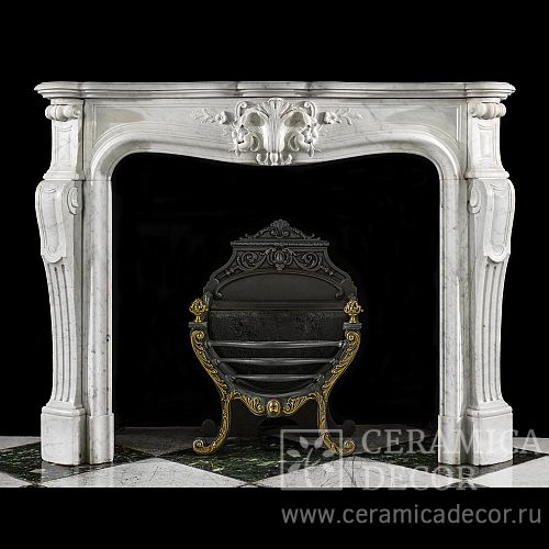 Портал для камина из каррарского мрамора в стиле рококо. Артикул: 1933-MP. Фото 500x500