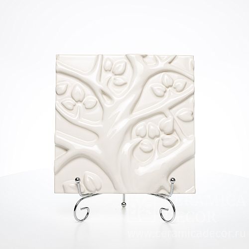 Изразец с лепным рельефом из панно Дерево (5-9) Тюльпан. Артикул: 77864/51201. Фото: 1200x1200