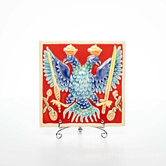 Изразец цветной Сувенир (двуглавый орел). Палитра: Красная