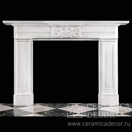 Портал для камина из белого мрамора в стиле греческого возрождения. Артикул: 1945-MP. Фото 500x500
