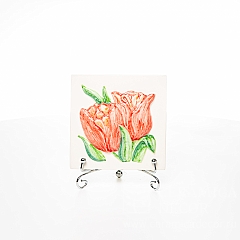 Изразец с декоративным рельефом 10х10 Тюльпан