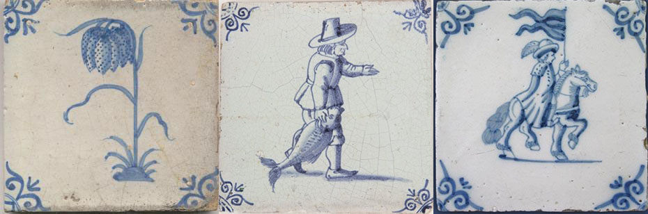 Голландские изразцы 17-го века с рисунками