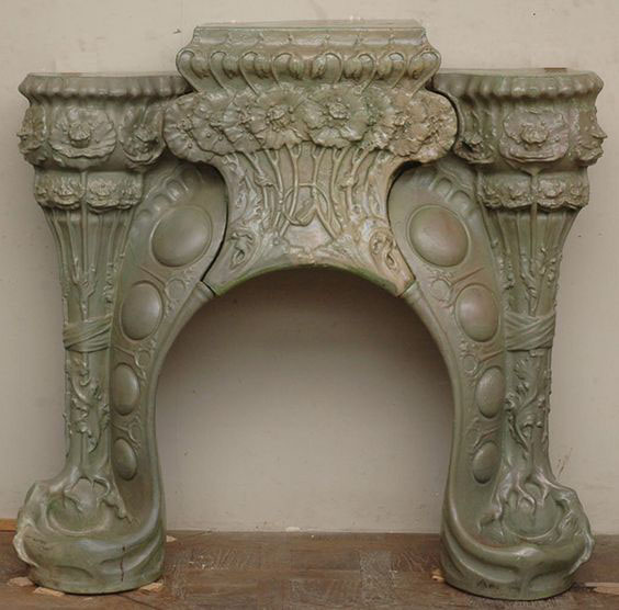 Каминный портал из 5 керамических фрагментов начала 20-го века, Шарль Гребер