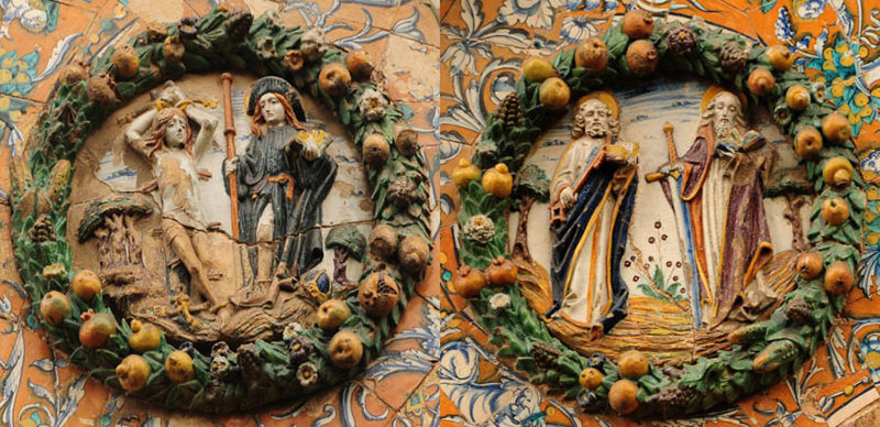 Фрагменты керамической облицовки главной церкви монастыря Санта-Паула, Севилья. Никулосо Франциско Пизано, 1504 г.