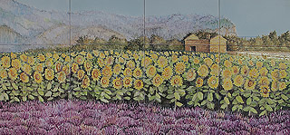 Панно Прованс с цветущей лавандой и подсолнухами