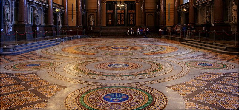 Керамическая облицовка пола Георгиевского зала, Ливерпуль. Minton, Hollins & Company, 1860 г.