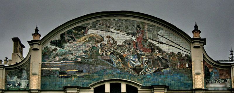 Майоликовое панно «Принцесса Грёза», Москва. М. А. Врубель, 1896 г. Майоликовое панно «Принцесса Грёза» на гостинице “Метрополь”, Москва. М. А. Врубель, 1896 г.