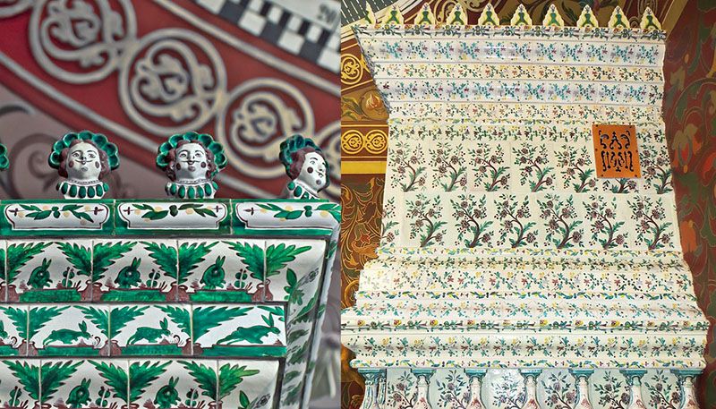 Фрагменты изразцовой облицовки печей княжеского кабинета