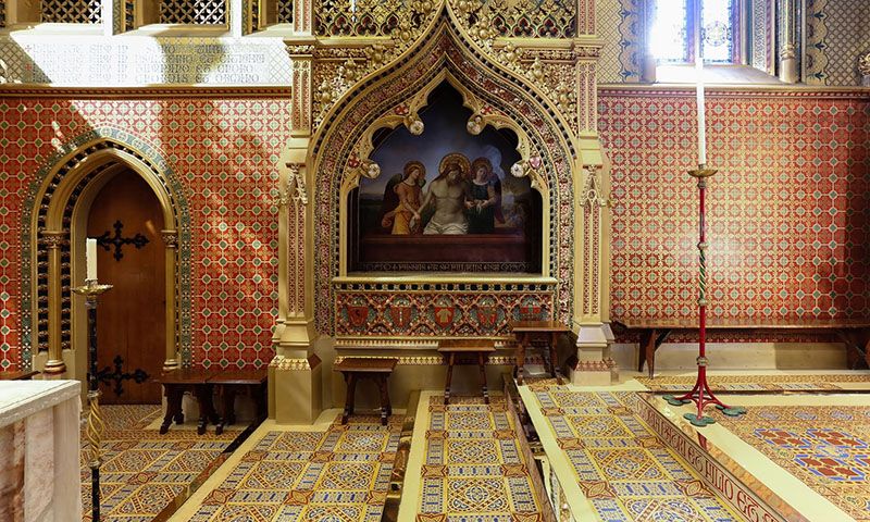 Керамическая отделка Собора Святого Джайлза в традициях римского католицизма, Эдинбург. Minton, Hollins & Company, 1844 г.