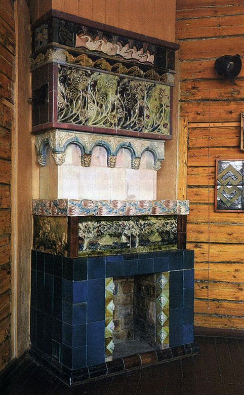Изразцовый камин Лебедь, 1892 г. Изразцовый камин Лебедь, Абрамцево. М. А. Врубель, 1892 г.