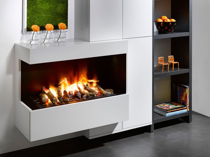 Настенный электрокамин в современном интерьере