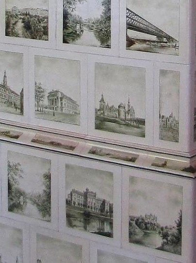 Печные изразцы с изображением старой Риги, 1901 г. Печные изразцы с детальным изображением старой Риги, 1901 г.