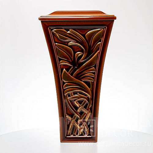 Керамическая декоративная колонна с лепным рельефом и золочением. Артикул: 77917/53055/11755. Фото: 1200x1200