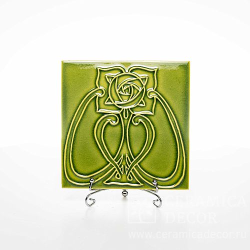 Изразец с декоративным узором зеленого цвета арт:71026/53537