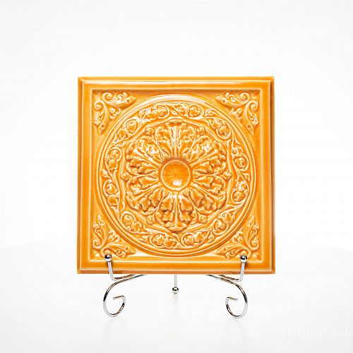Оранжевый изразец с лепным рельефом коллекции Дорф арт.:77275/50530