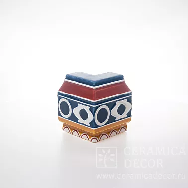 Изразец угловой для карниза с лицевой полкой. 77467/52150/12127
