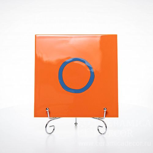 Изразец гладкий на оранжевом фоне с узором круг коллекции Камея арт.:77002/50926/11841. Фото: 1200x1200