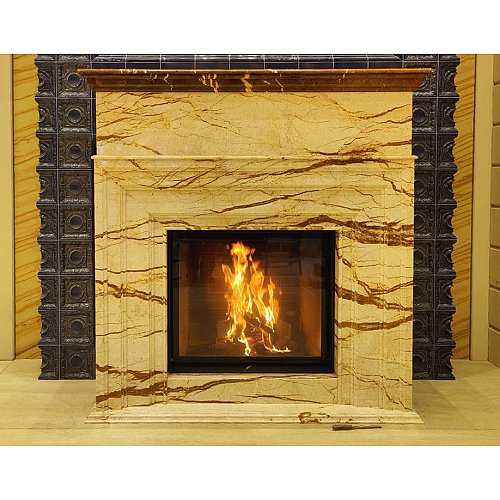 Портал из мрамора Sofita Beige 20 mm с каминной топкой Bruner Stil - Kamin 75/90.. Артикул: 8407. Фото 500x500