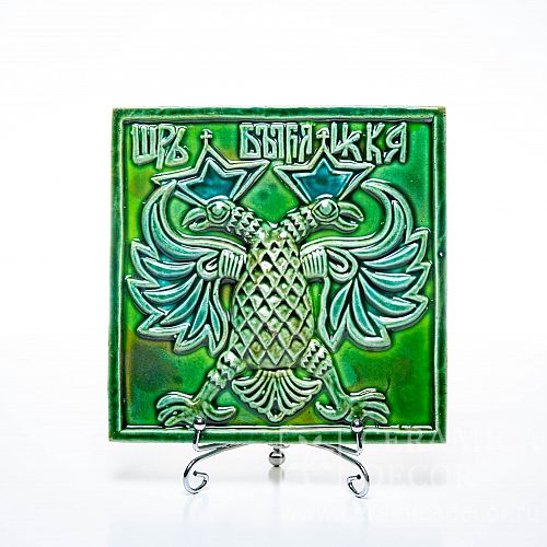 Древнерусский изразец с лепным орлом в зеленом цвете коллекции Сувенир арт.:78033/53045/11285. Фото: 1200x1200