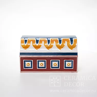 Изразец основание в сине красной росписи. 77436/52150/12127