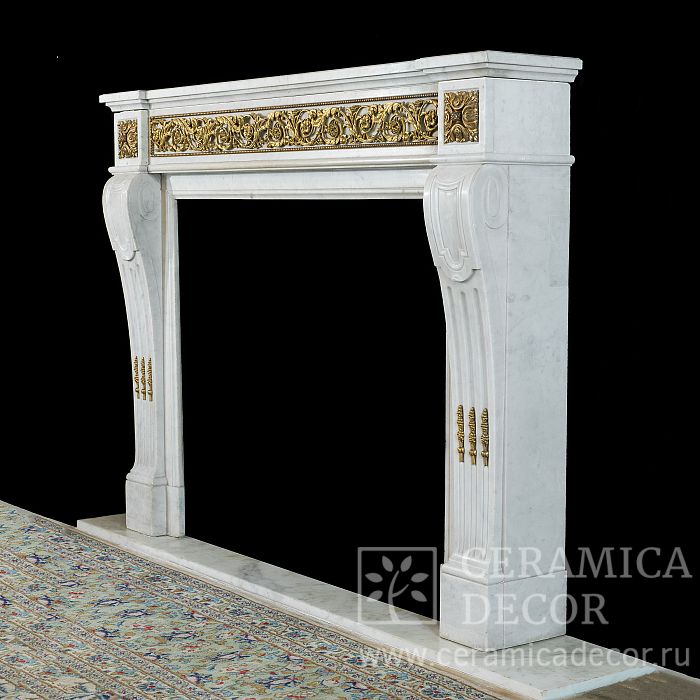 Портал для камина из мрамора с бронзовым декором. Артикул: 1978-MP. Фото: 1200x1200