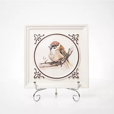 Изразец с сюжетной росписью воробей коллекции Камея арт.:77133/52150/11817-1