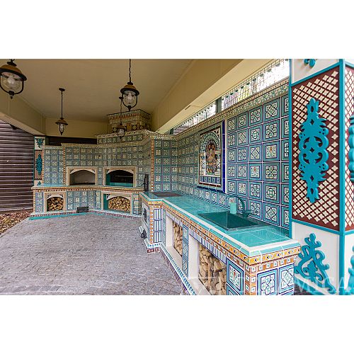 Печь барбекю для беседки или летней кухни: Изразцовая облицовка Византия для печного комплекса. Фото 500x500