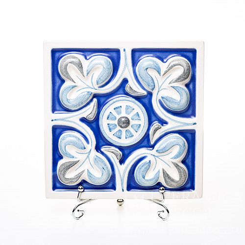 Изразец с лепным декором в голубом цвете коллекции Усадьба арт.:71018/52089/11452. Фото: 1200x1200