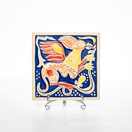 Древнерусский изразец с рисунком в синем цвете 15х15 коллекции Сувенир арт.:71146/50555/11940-1. Фото: 1200x1200