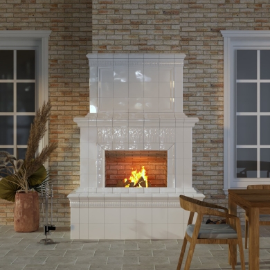 Проект облицовки существующего камина на открытой веранде в коллекции Тюльпан.