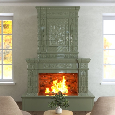 Проект облицовки камина с открытой кирпичной топкой в коллекции Альбион.